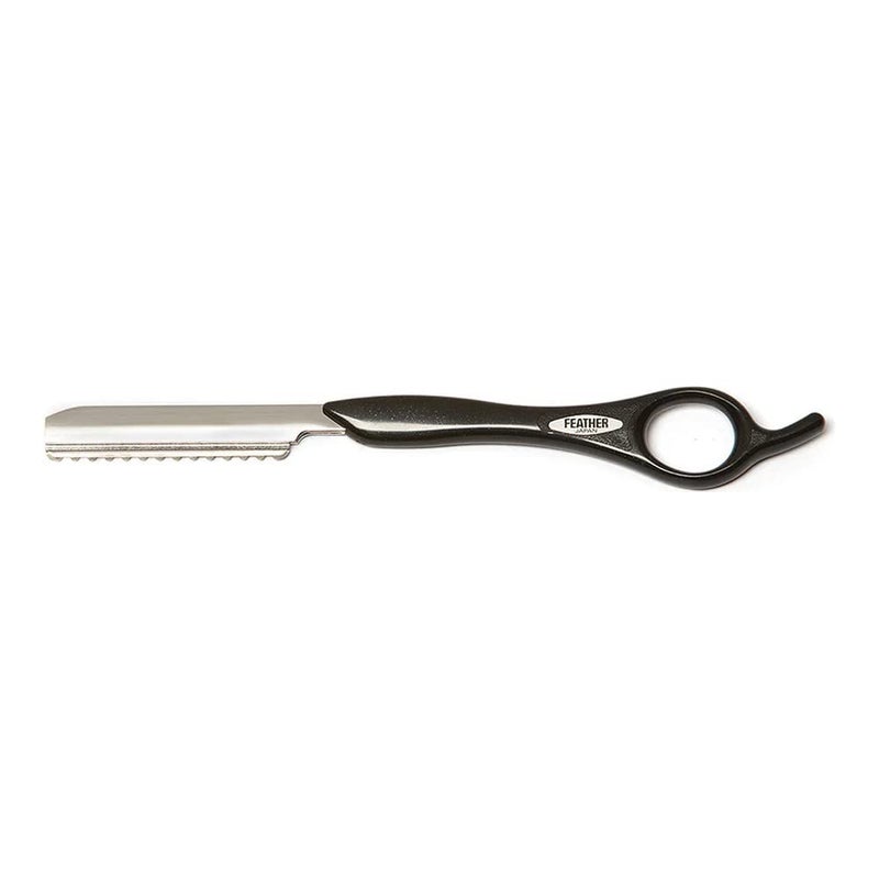 Feather - Standard Styling Razor Kit â€“ Ergonomic 7.25 inch Black Razor Handle, 11 Guarded Replacement Blades & Metal Disposable Case â€“ Japanese Stainless Steel - Made in Japan